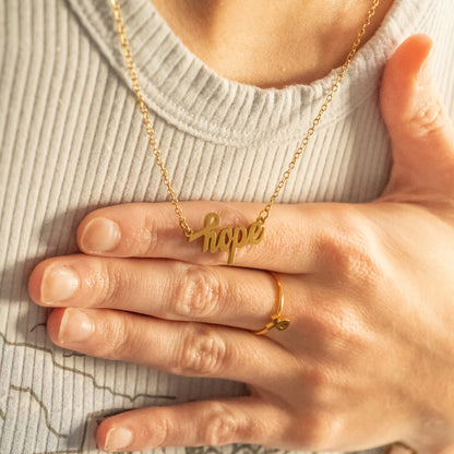 18K Gold PVD Stainless Steel Hope Necklace