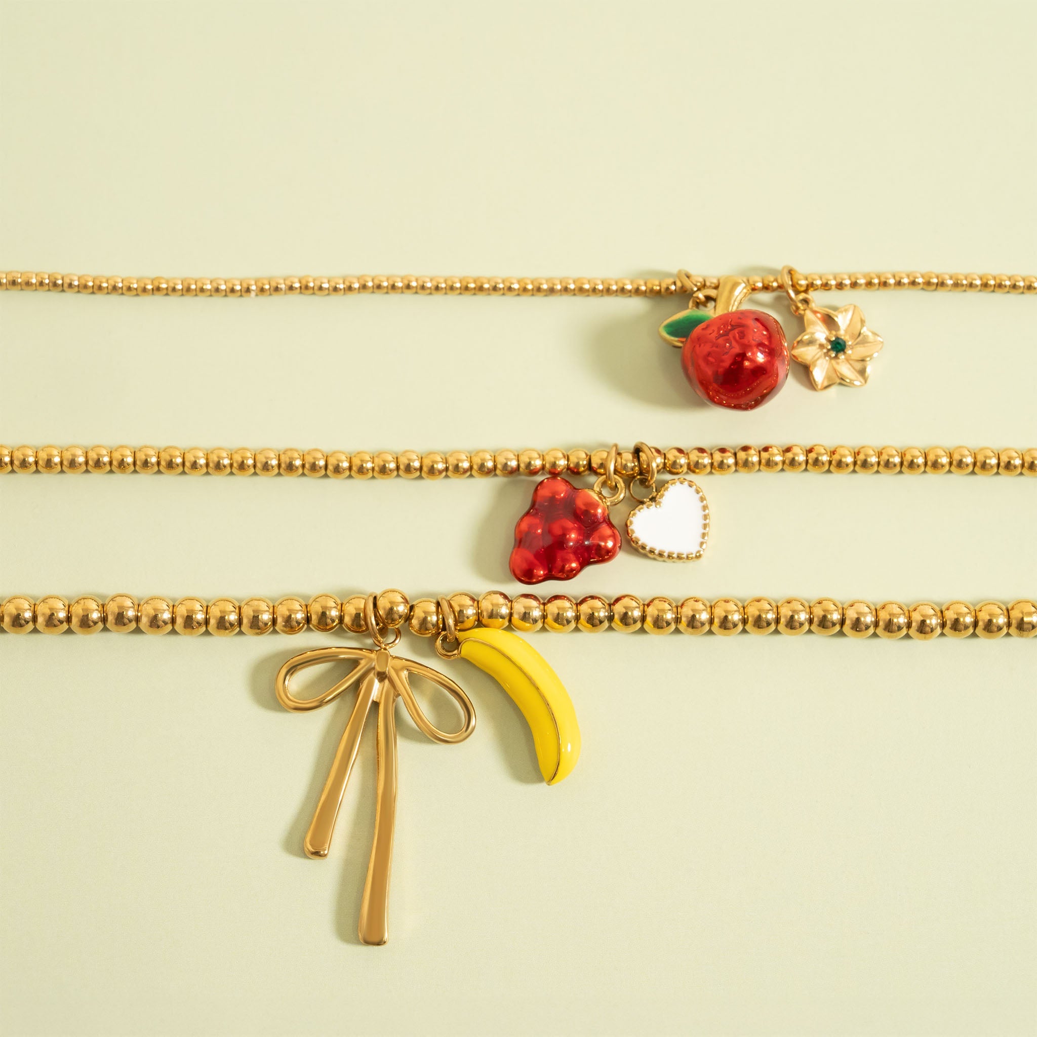 18K Gold PVD Stainless Steel Beaded Necklace