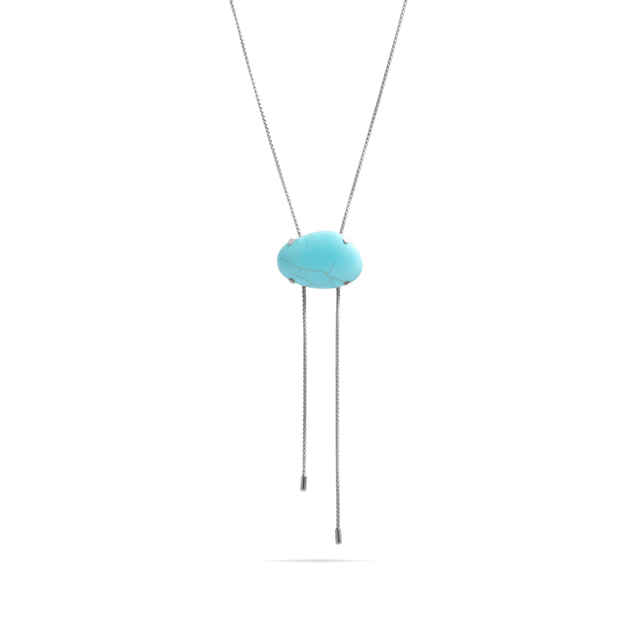 18K Gold PVD Stainless Steel Turquoise Charm Bolo Necklace