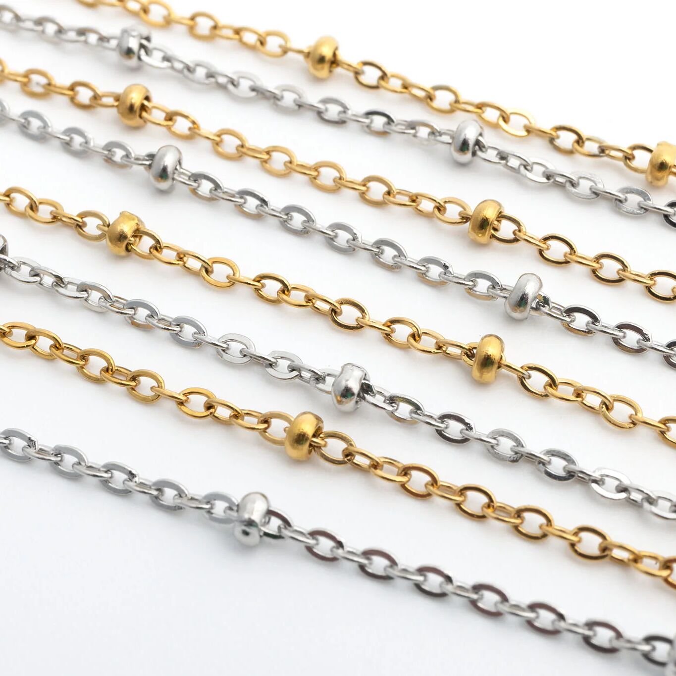 18K Gold PVD Stainless Steel Satellite Belly Chain