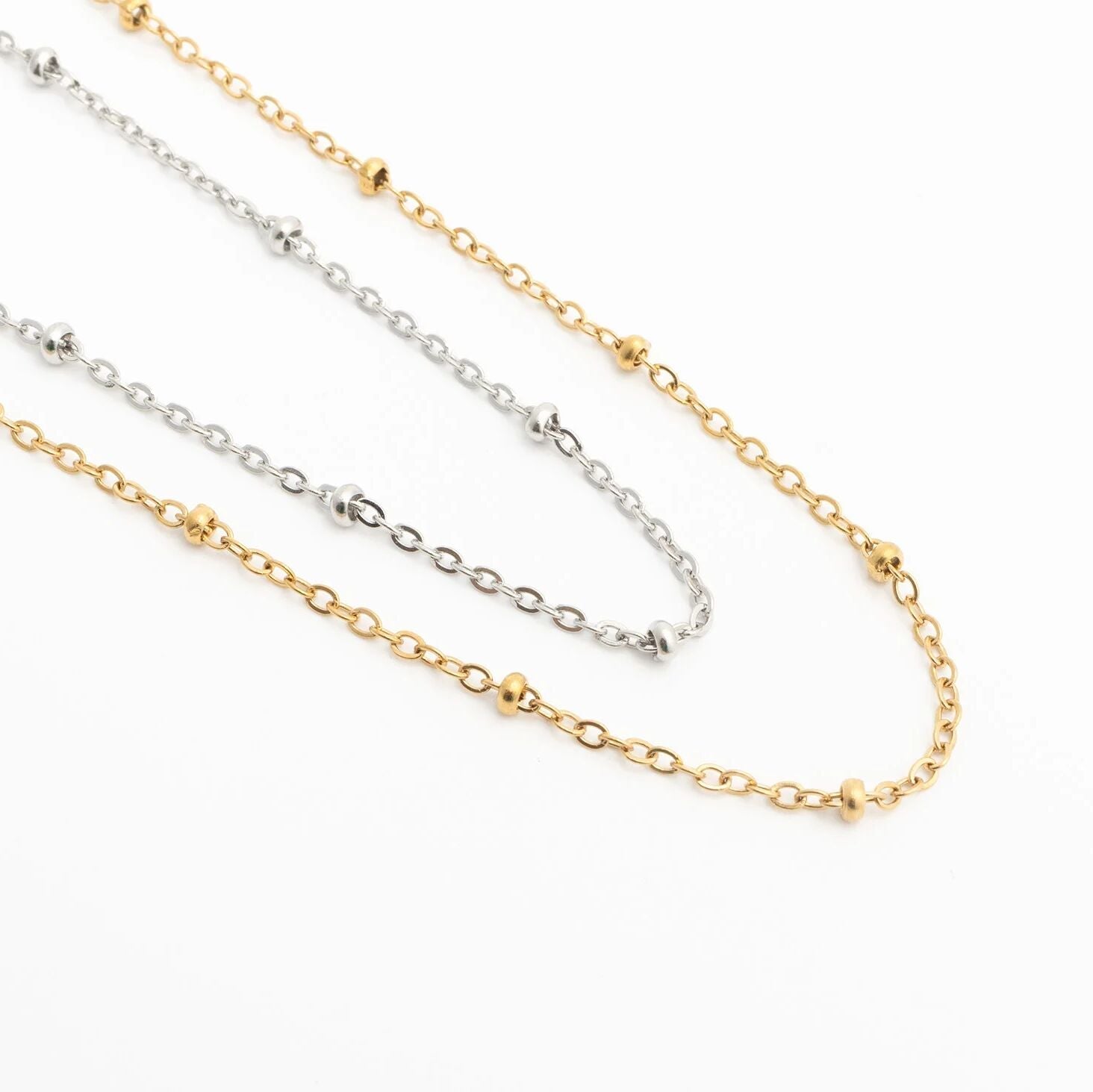 18K Gold PVD Stainless Steel Satellite Belly Chain