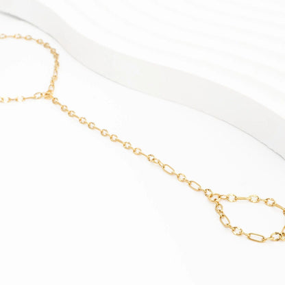 18K Gold PVD Stainless Steel Smooth Lip Hand Chain