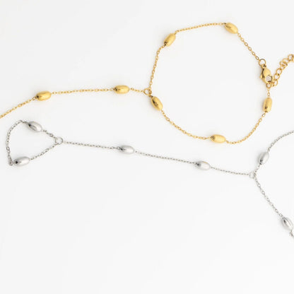 18K Gold PVD Stainless Steel Statement Bead Hand Chain