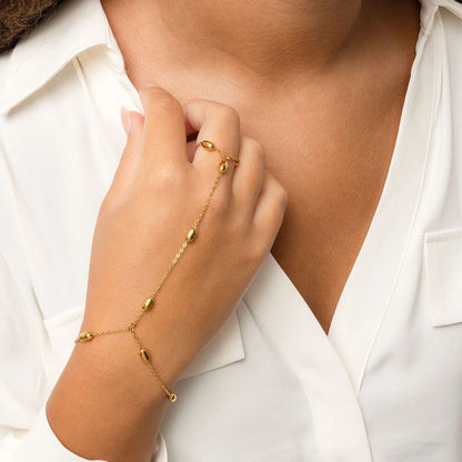 18K Gold PVD Stainless Steel Statement Bead Hand Chain