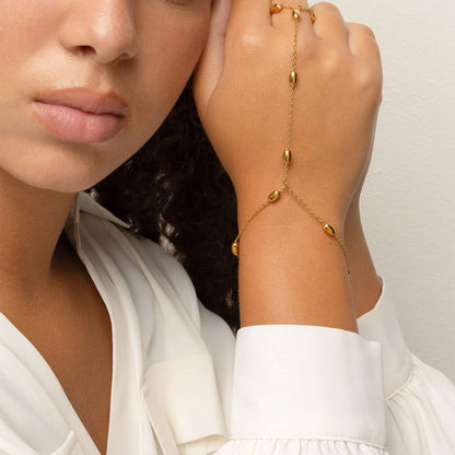 18K Gold PVD Stainless Steel Statement Bead Hand Chain