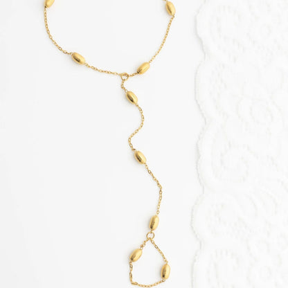 18K Gold PVD Stainless Steel Statement Bead Hand Chain