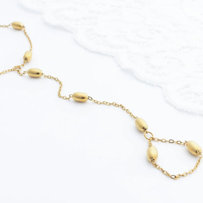 18K Gold PVD Stainless Steel Statement Bead Hand Chain