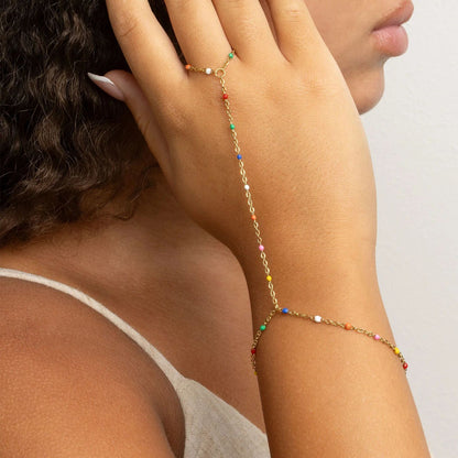 18K Gold PVD Stainless Steel Multi Color Hand Chain