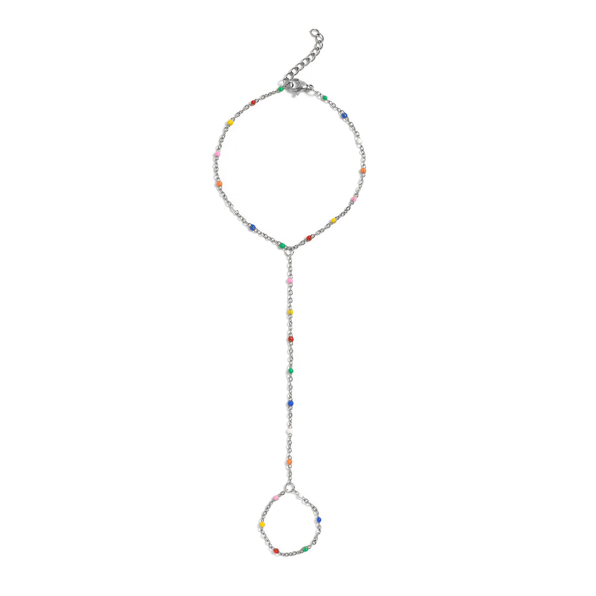 Silver Multicolor Satellite Hand Chain