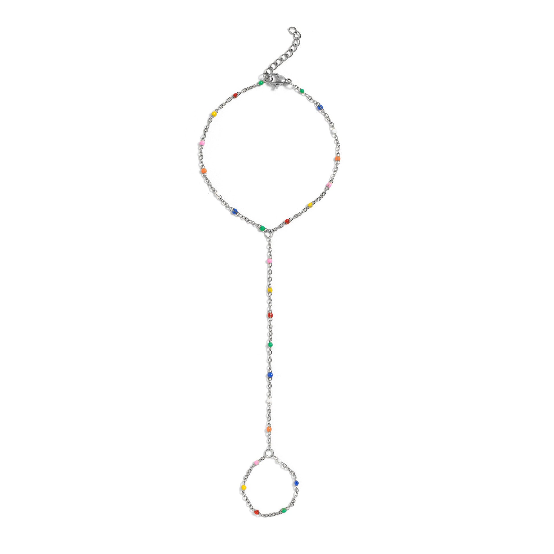 Silver Multicolor Satellite Hand Chain