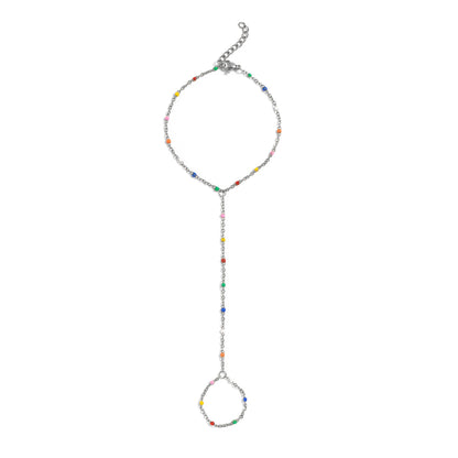 Silver Multicolor Satellite Hand Chain
