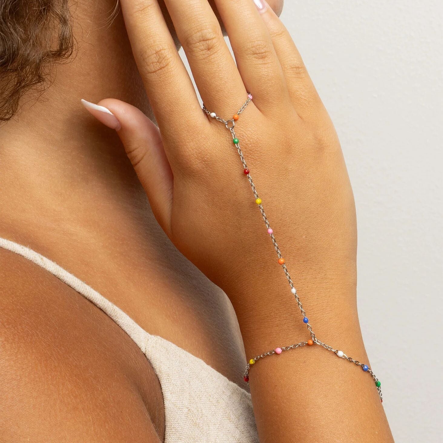 18K Gold PVD Stainless Steel Multi Color Hand Chain