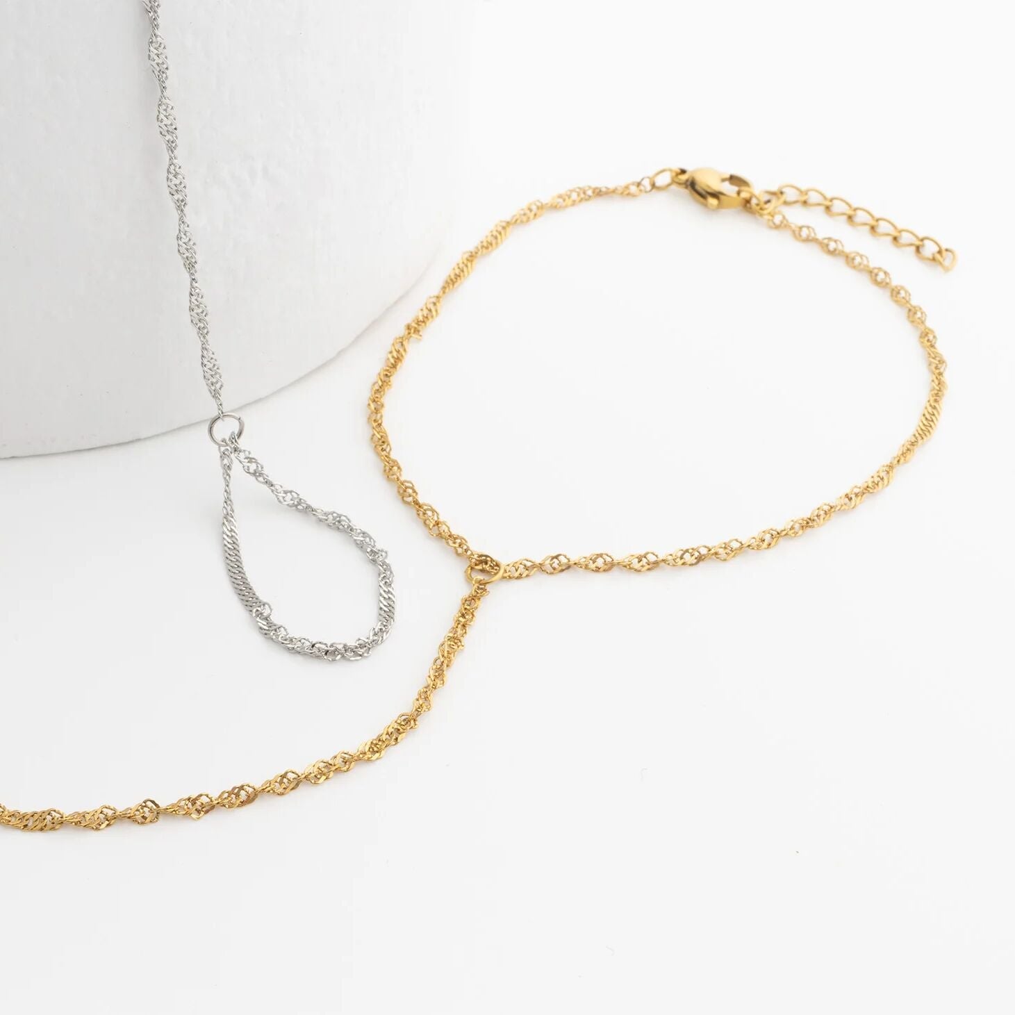 18K Gold PVD Stainless Steel Singapore Hand Chain
