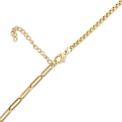18K Gold PVD Stainless Steel Split Chain with Stone Charm Holder
