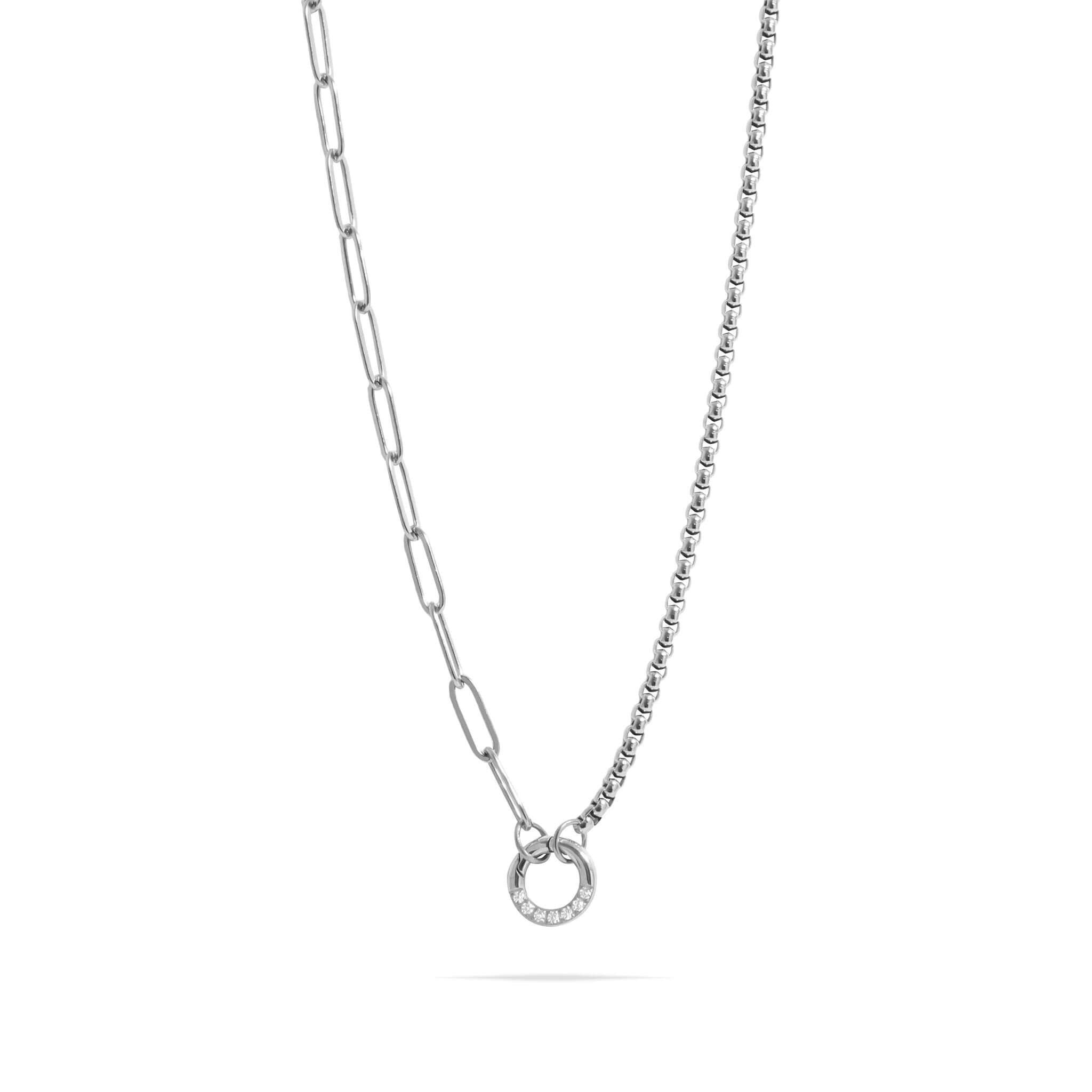 18K Gold PVD Stainless Steel Split Chain with Stone Charm Holder