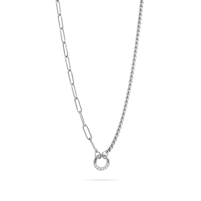18K Gold PVD Stainless Steel Split Chain with Stone Charm Holder