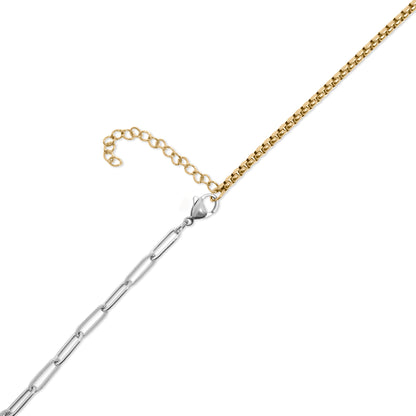18K Gold PVD Stainless Steel Mixed Metal Paperclip Carabiner Necklace