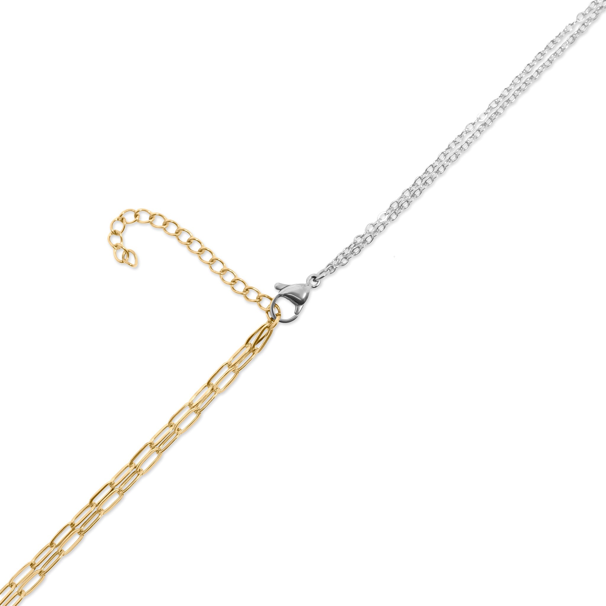 Mixed Metal Double Chain Charm Holder Necklace