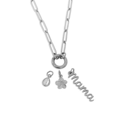 18K Gold PVD Stainless Steel Mama Charm Holder Necklace Gift Set