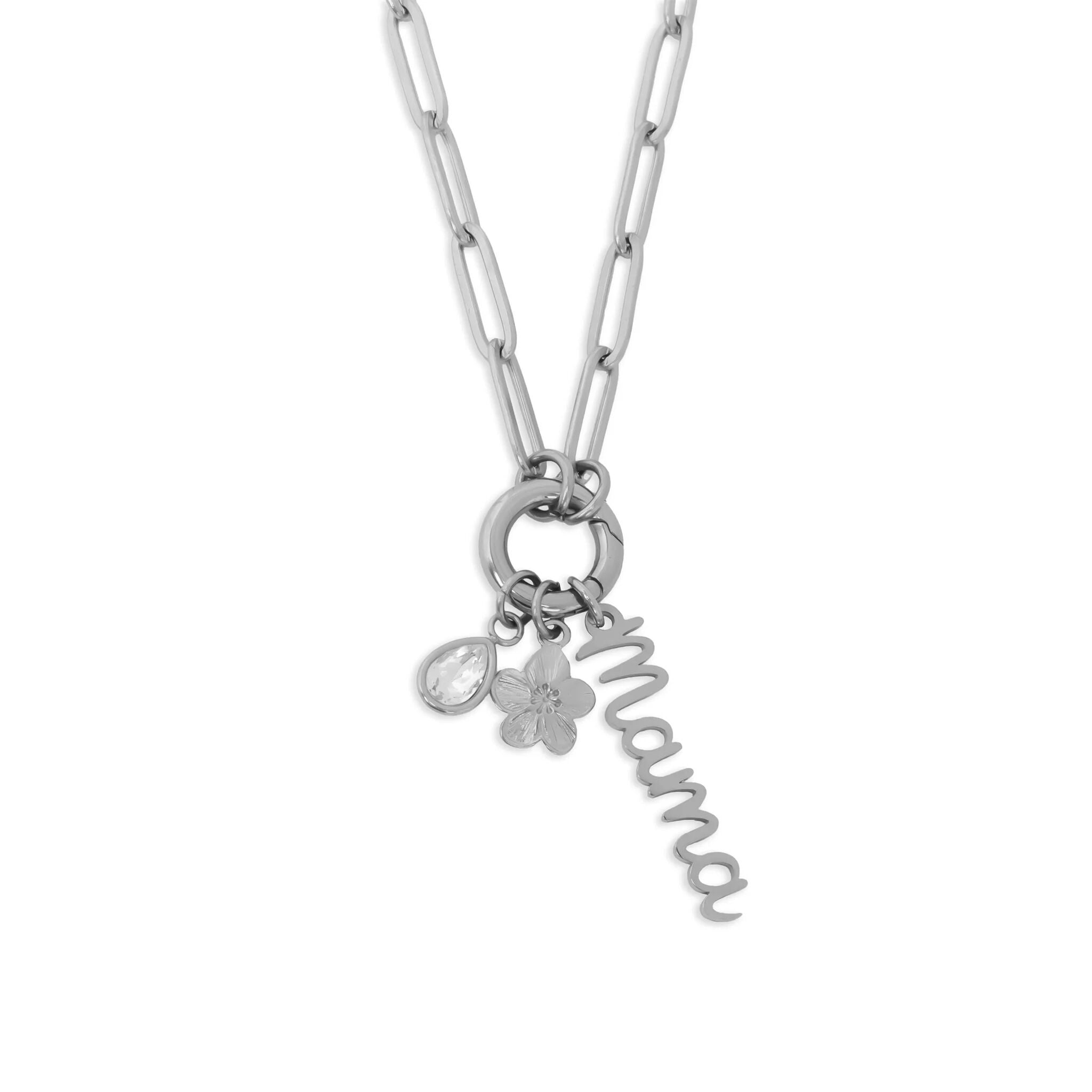 18K Gold PVD Stainless Steel Mama Charm Holder Necklace Gift Set