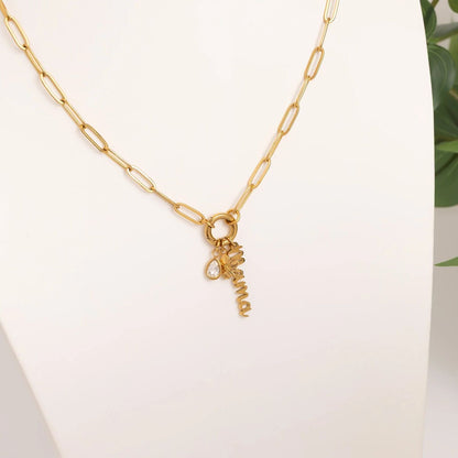 18K Gold PVD Stainless Steel Mama Charm Holder Necklace Gift Set