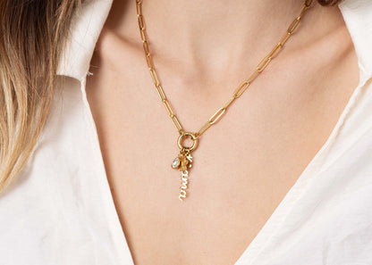 18K Gold PVD Stainless Steel Mama Charm Holder Necklace Gift Set