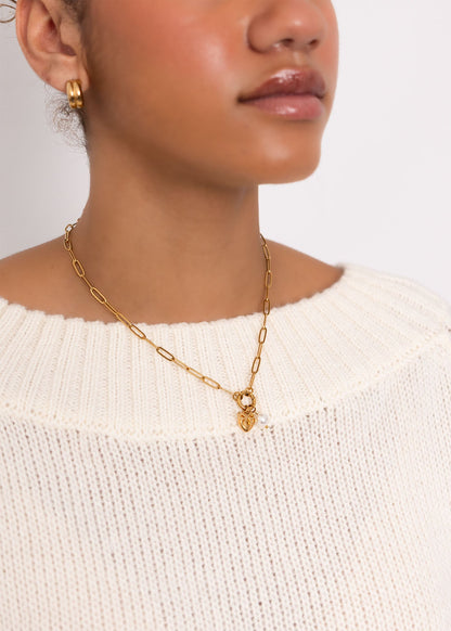 18K Gold PVD Stainless Steel Bow Charm Holder Necklace Gift Set
