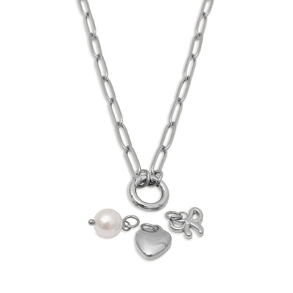 18K Gold PVD Stainless Steel Bow Charm Holder Necklace Gift Set