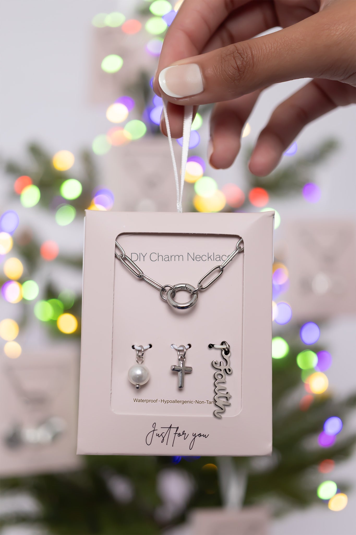 18K Gold PVD Stainless Steel Faith Charm Holder Necklace Gift Set