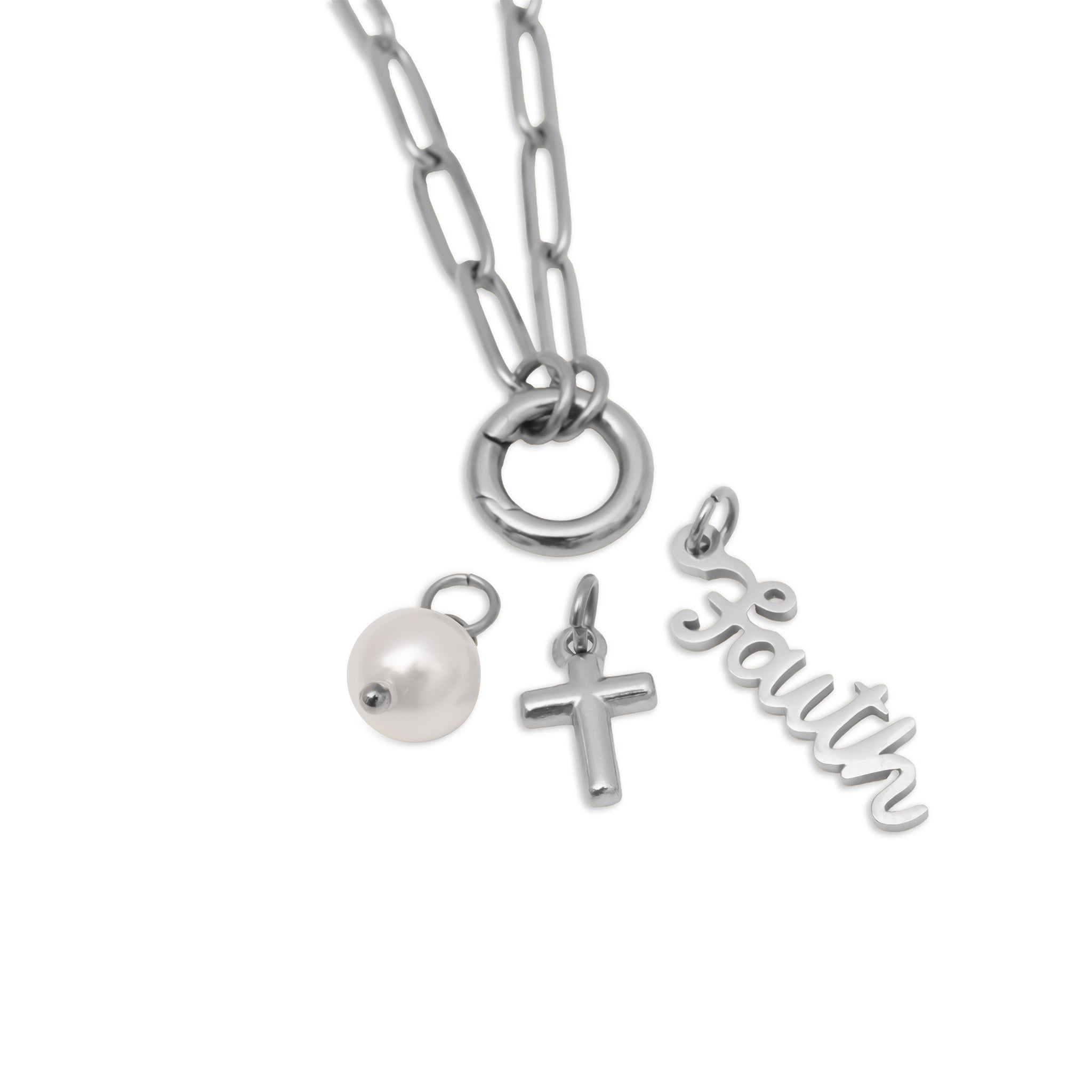 18K Gold PVD Stainless Steel Faith Charm Holder Necklace Gift Set