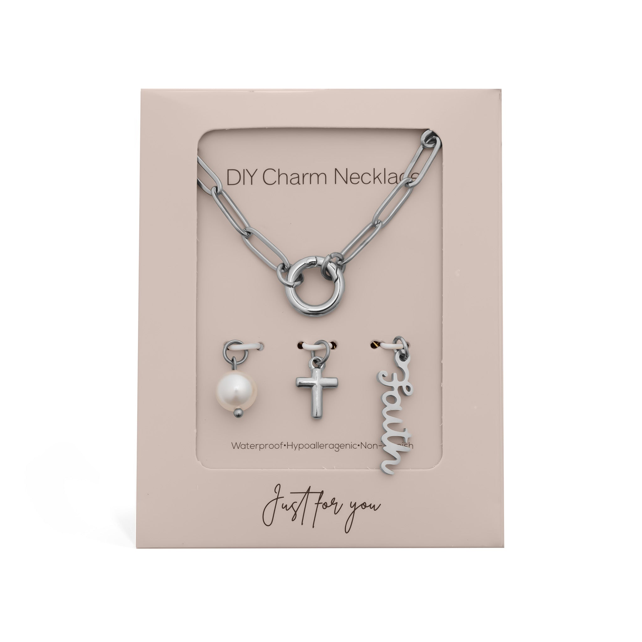 18K Gold PVD Stainless Steel Faith Charm Holder Necklace Gift Set
