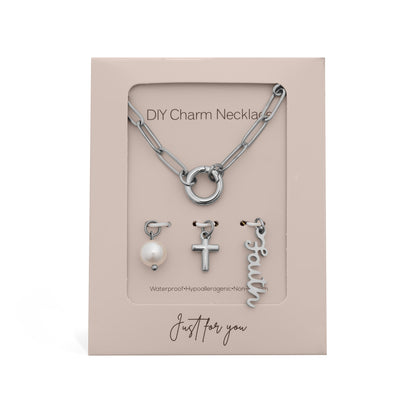 18K Gold PVD Stainless Steel Faith Charm Holder Necklace Gift Set