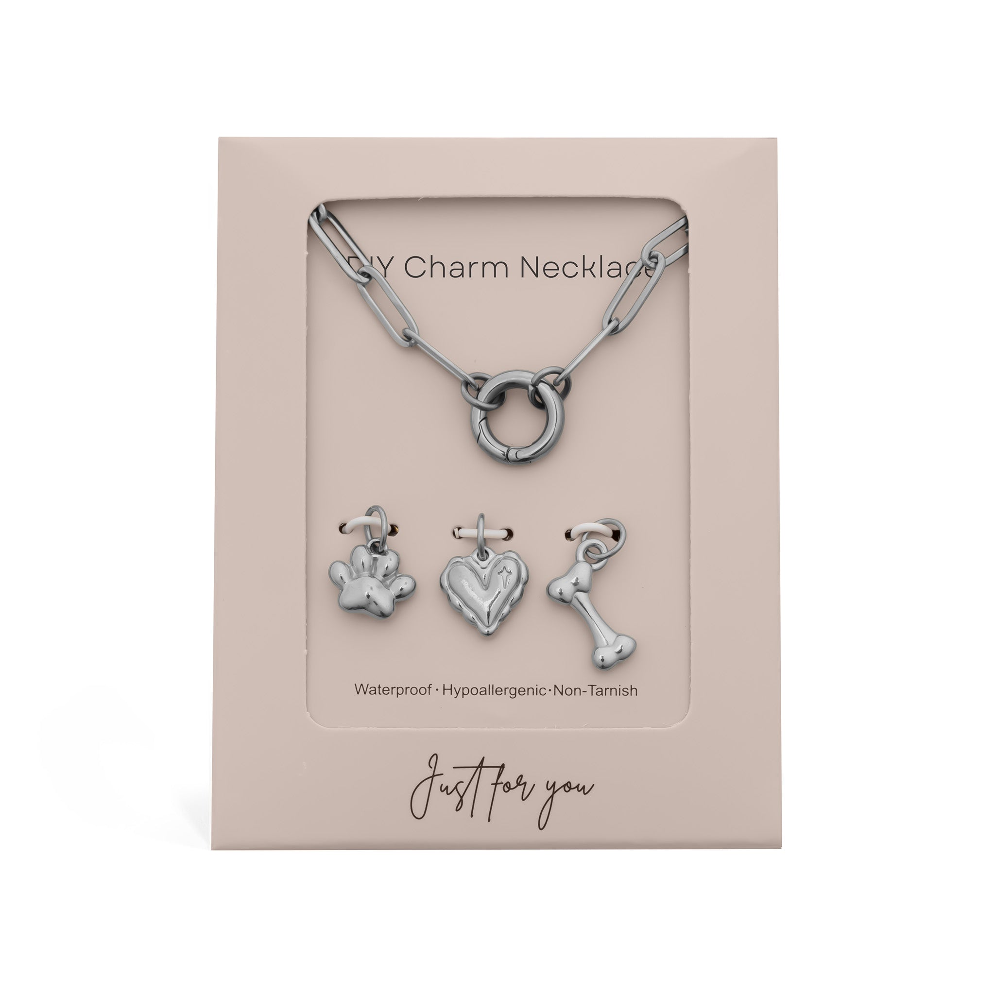 18K Gold PVD Stainless Steel Pet Charm Holder Necklace Gift Set