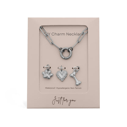 18K Gold PVD Stainless Steel Pet Charm Holder Necklace Gift Set