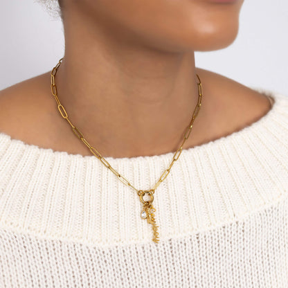 18K Gold PVD Stainless Steel Cowboy Charm Holder Necklace Gift Set