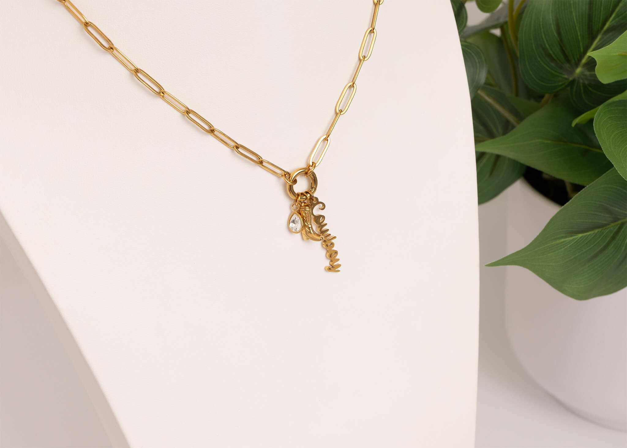 18K Gold PVD Stainless Steel Cowboy Charm Holder Necklace Gift Set