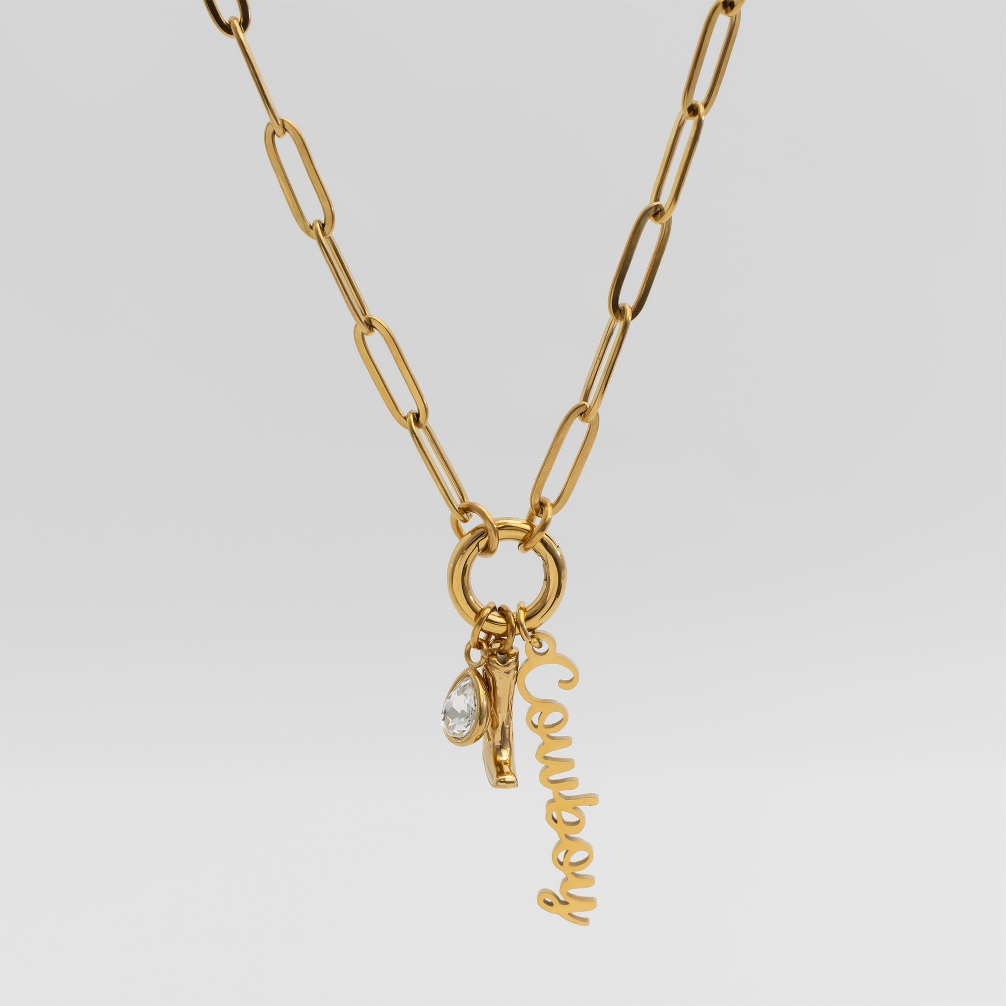 18K Gold PVD Stainless Steel Cowboy Charm Holder Necklace Gift Set