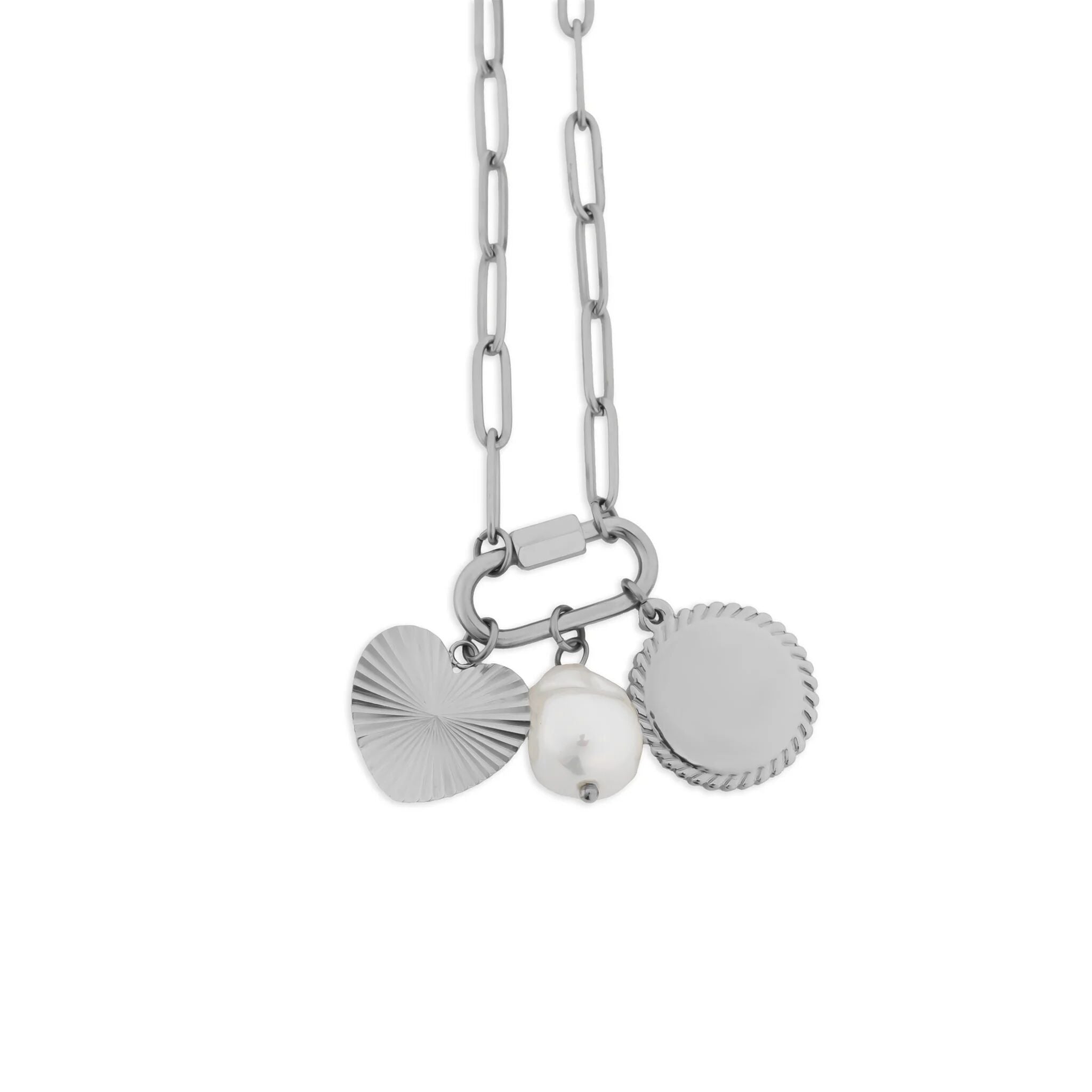 18K Gold PVD Stainless Steel Pearl Sunburst Charm Holder Necklace Gift Set