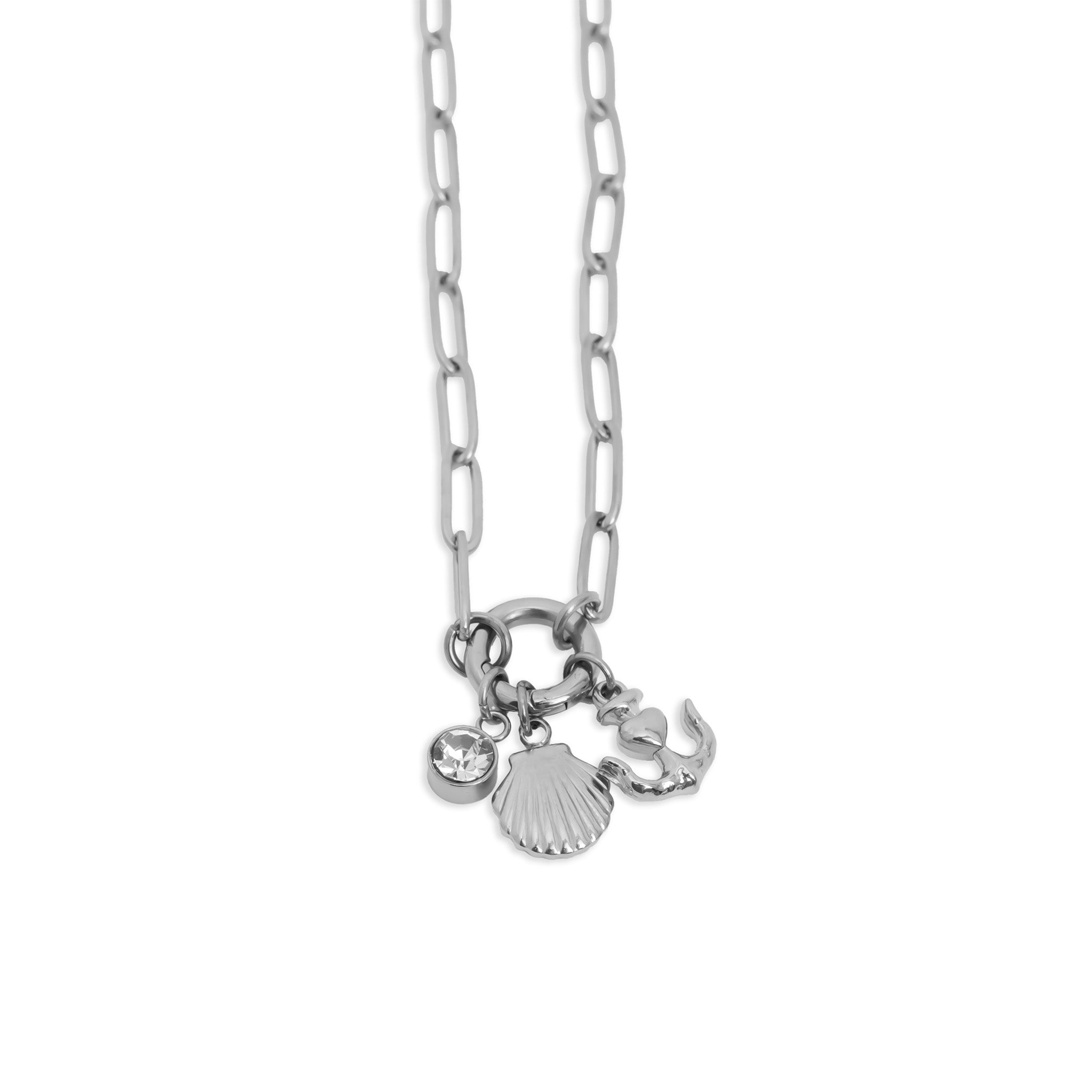 18K Gold PVD Stainless Steel Shell Anchor Charm Holder Necklace Gift Set