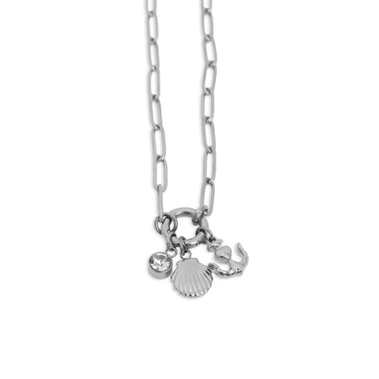 18K Gold PVD Stainless Steel Shell Anchor Charm Holder Necklace Gift Set
