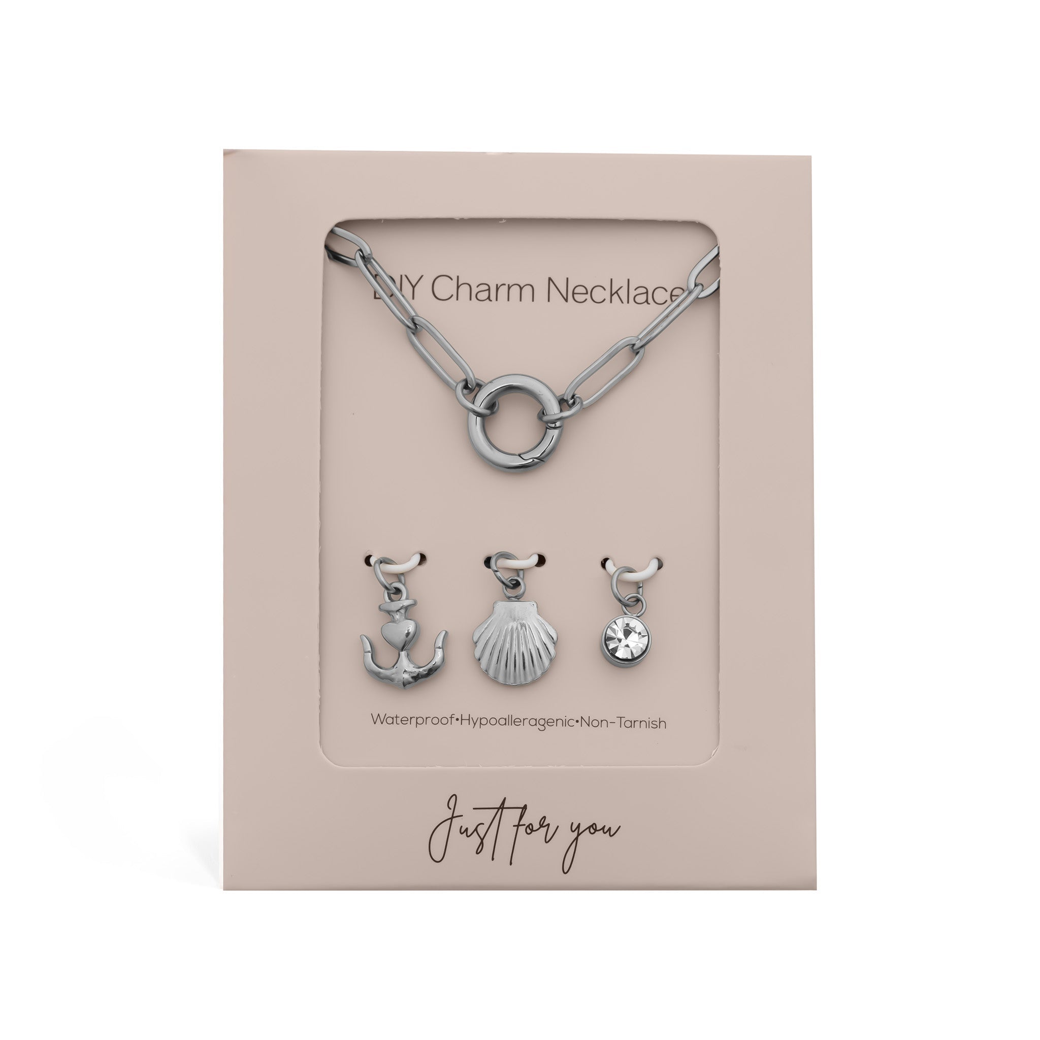 18K Gold PVD Stainless Steel Shell Anchor Charm Holder Necklace Gift Set