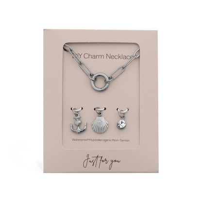 18K Gold PVD Stainless Steel Shell Anchor Charm Holder Necklace Gift Set