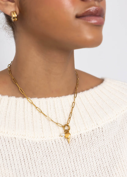 18K Gold PVD Stainless Steel Angel Wing Charm Holder Necklace Gift Set