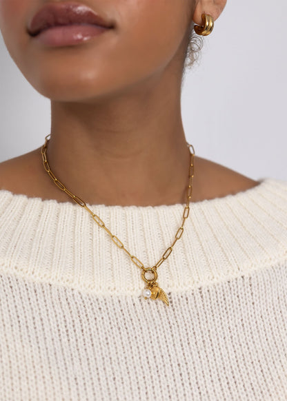 18K Gold PVD Stainless Steel Angel Wing Charm Holder Necklace Gift Set
