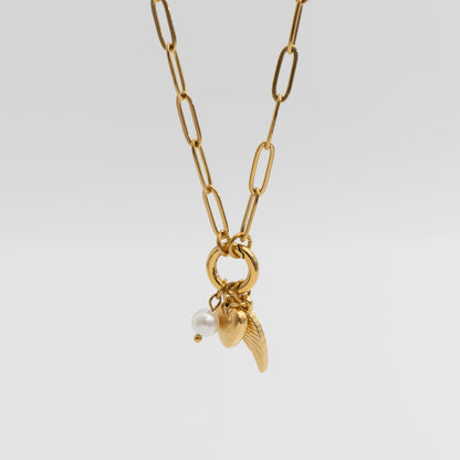 18K Gold PVD Stainless Steel Angel Wing Charm Holder Necklace Gift Set