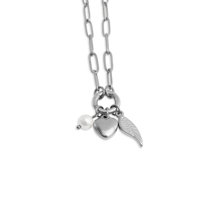 18K Gold PVD Stainless Steel Angel Wing Charm Holder Necklace Gift Set