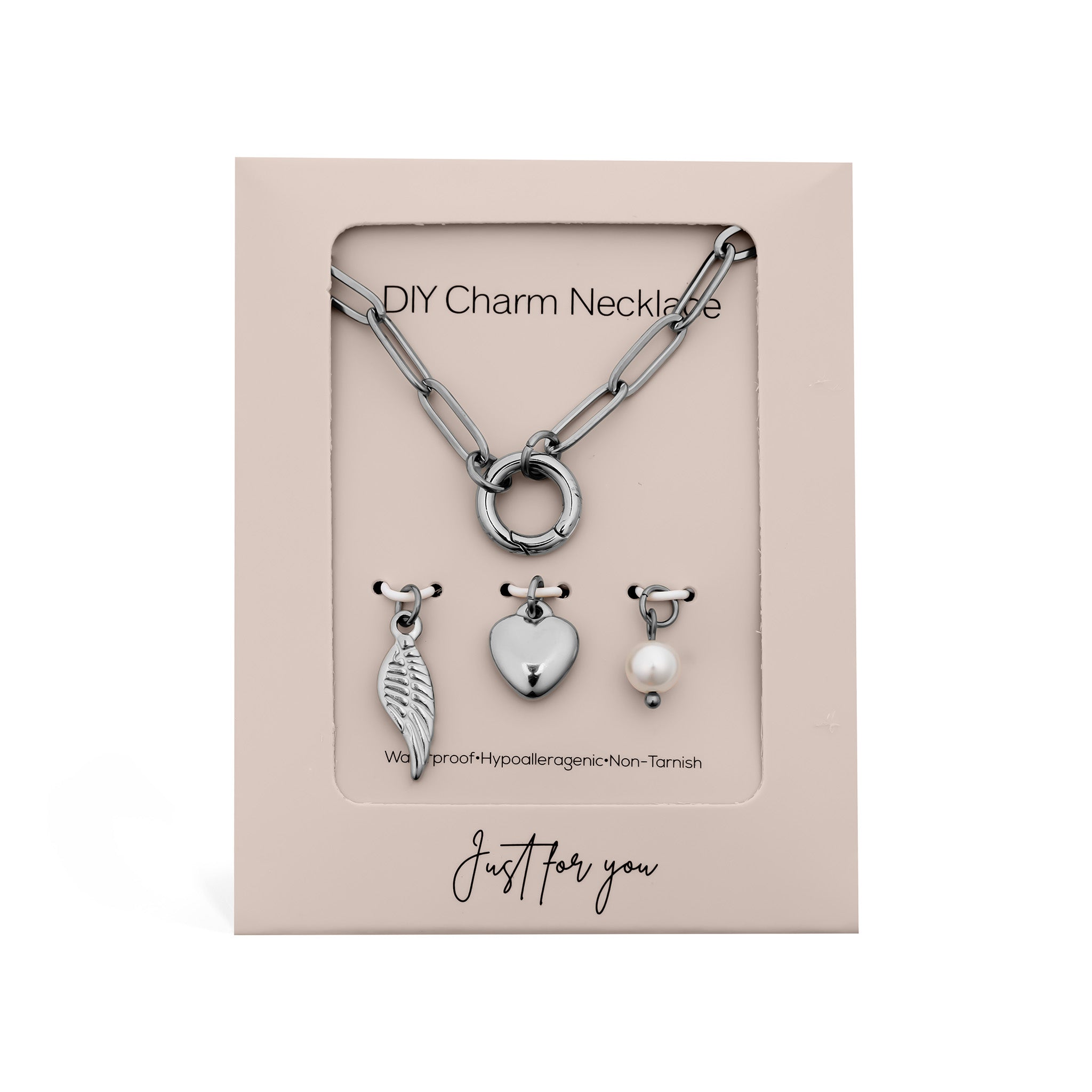 18K Gold PVD Stainless Steel Angel Wing Charm Holder Necklace Gift Set