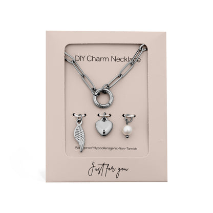 18K Gold PVD Stainless Steel Angel Wing Charm Holder Necklace Gift Set