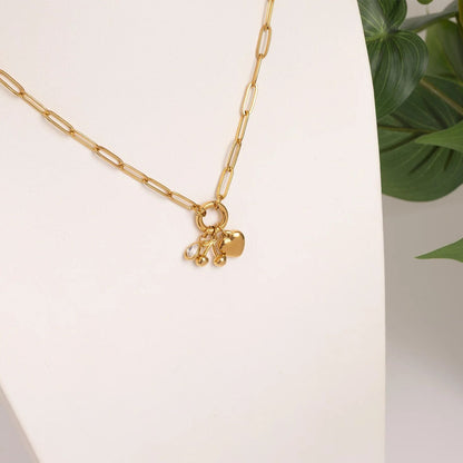 18K Gold PVD Stainless Steel Cherry Love Charm Holder Necklace Gift Set