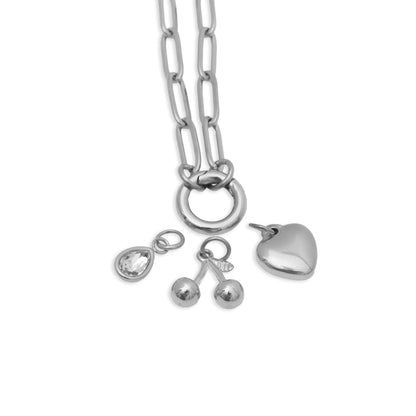 18K Gold PVD Stainless Steel Cherry Love Charm Holder Necklace Gift Set